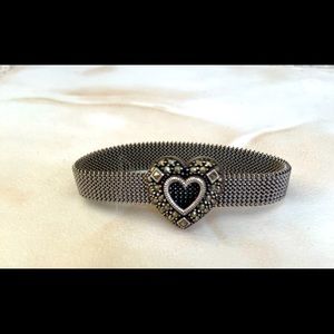 Sterling Silver Stretch Heart Bracelet